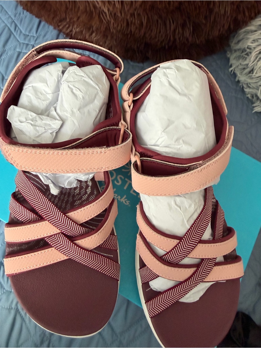 Cloudsteppers by Clarks Pink and Burgundy Strappy Sandals